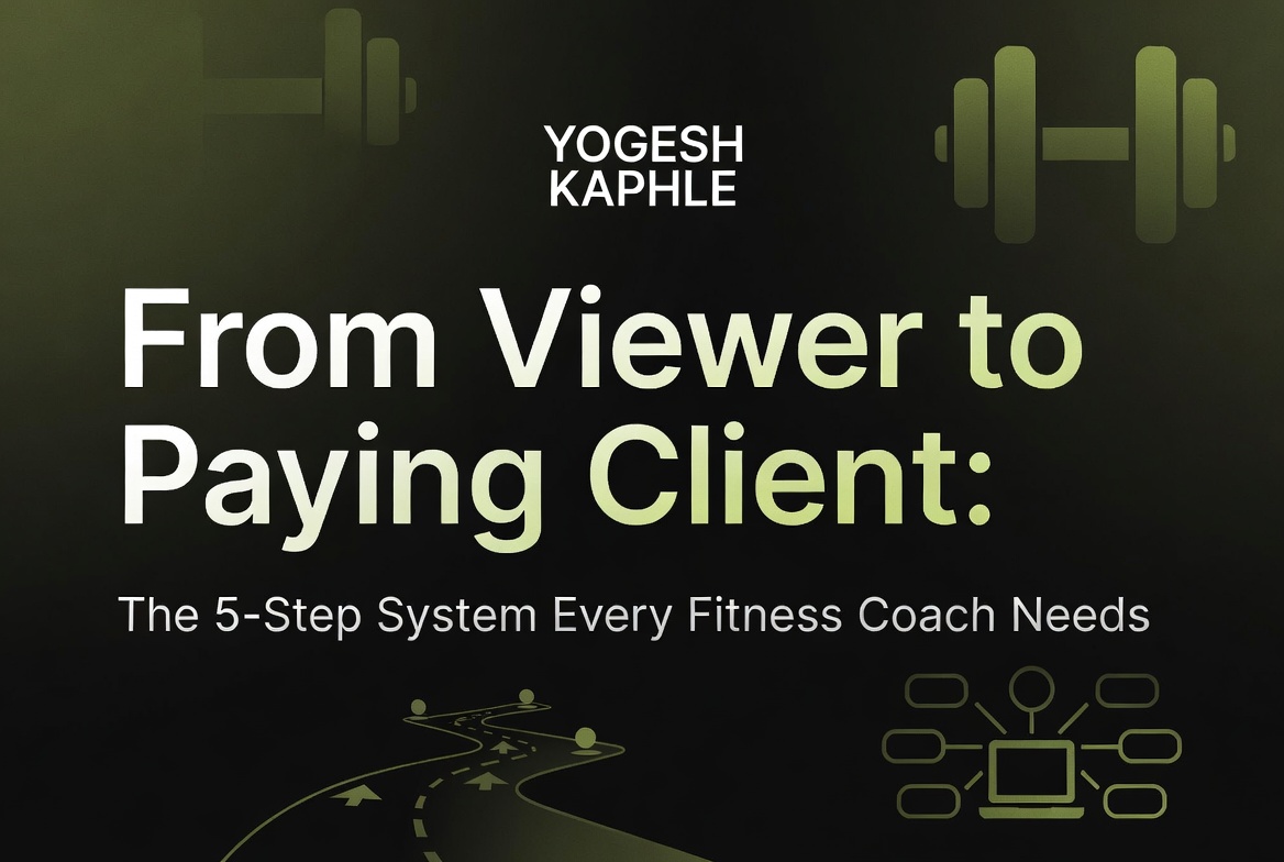 Mind map diagram showing the 5-step system for fitness coaches to convert social media viewers into paying clients