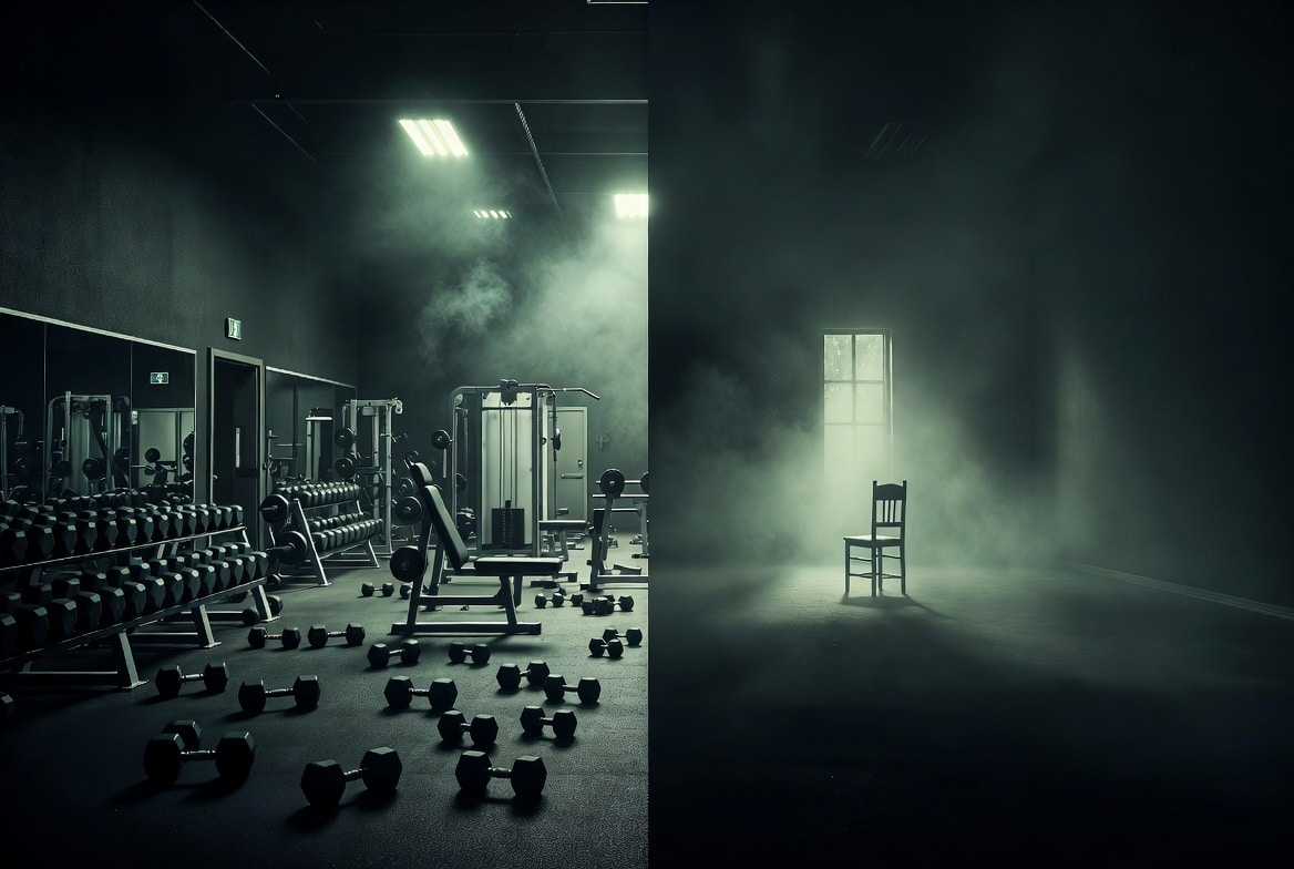 Empty consultation room with one chair — visual metaphor for a focused landing page versus a cluttered website, blog on landing page design for Nepali fitness coaches